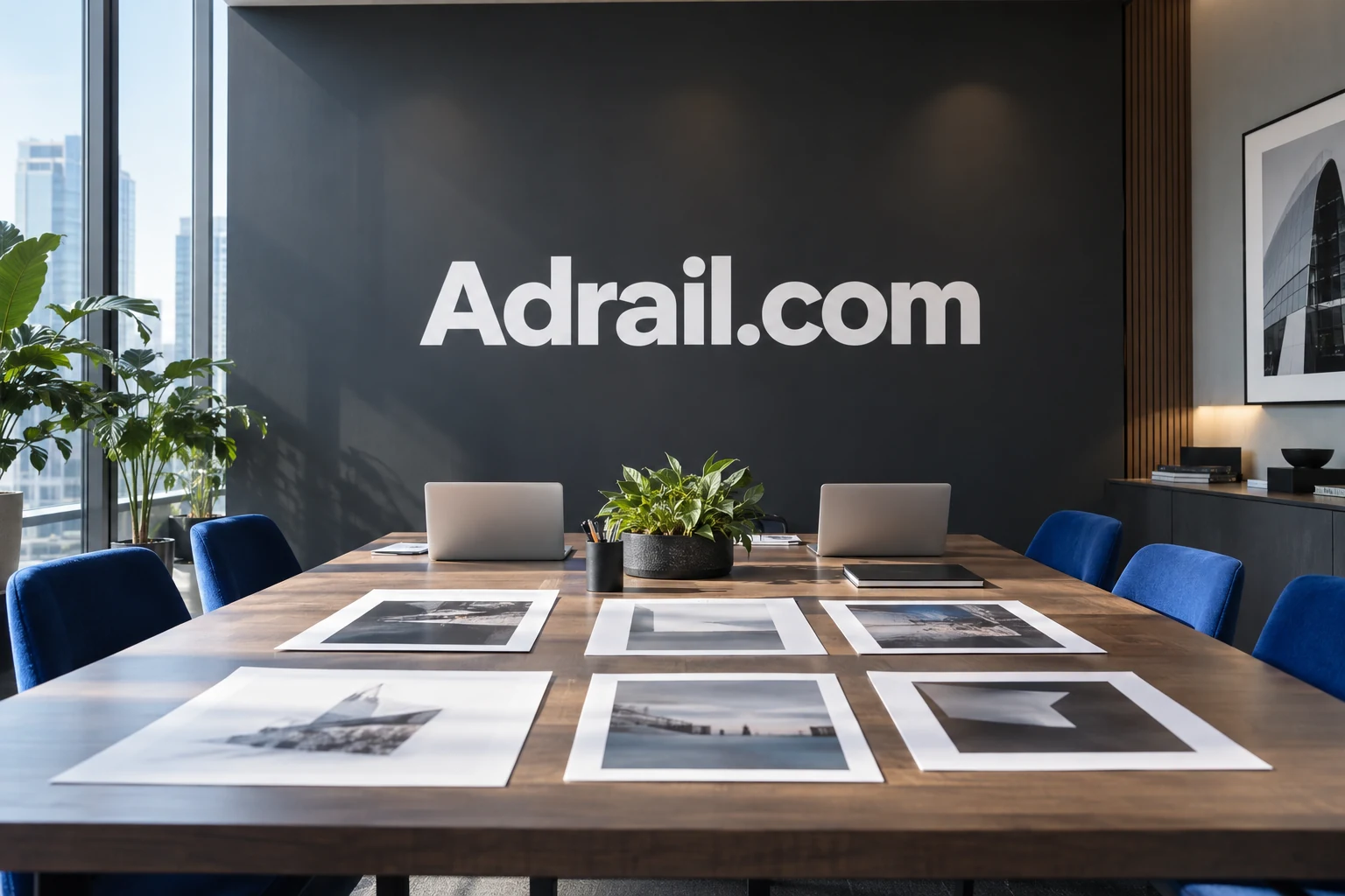 Adrail.com in a contemporary advertising and media workspace